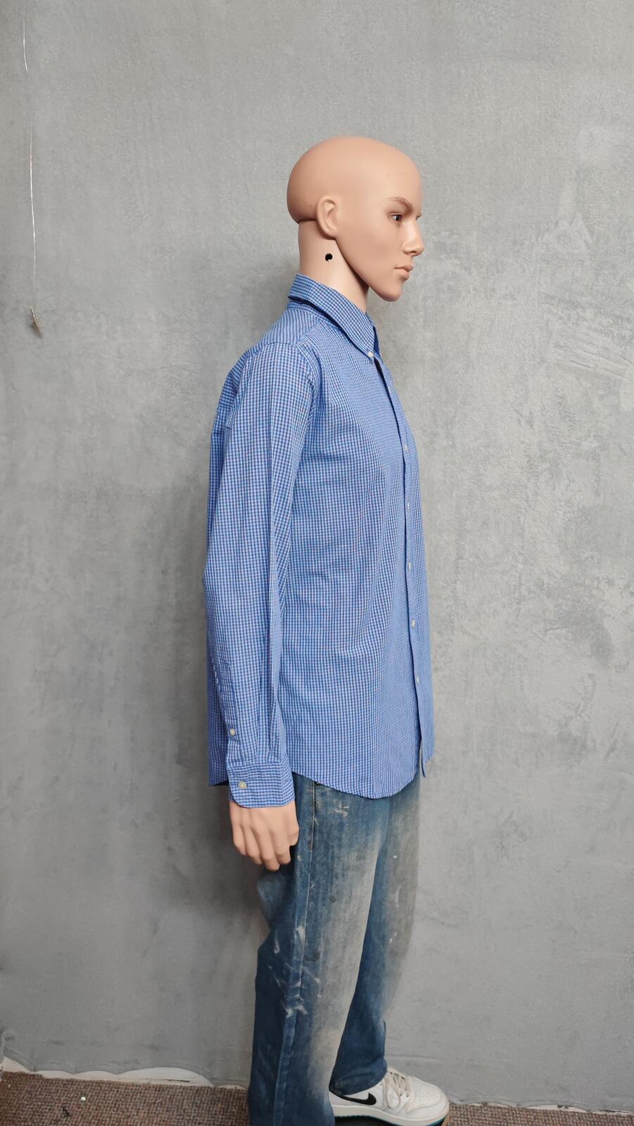 Vintage Chaps Checked Long Sleeve Shirt White Blue Men's Size XL