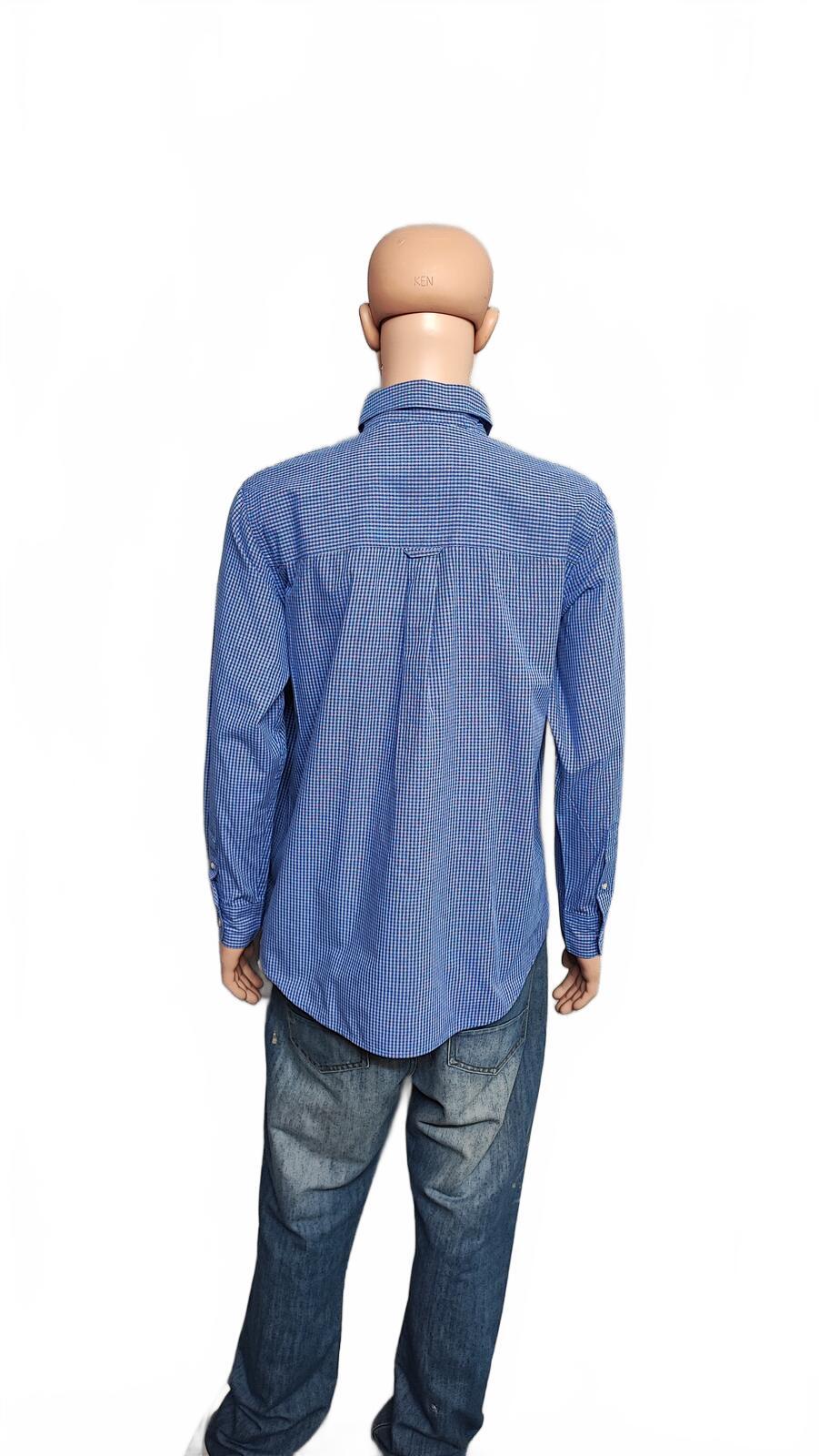 Vintage Chaps Checked Long Sleeve Shirt White Blue Men's Size XL