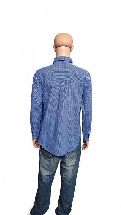 Vintage Chaps Checked Long Sleeve Shirt White Blue Men's Size XL