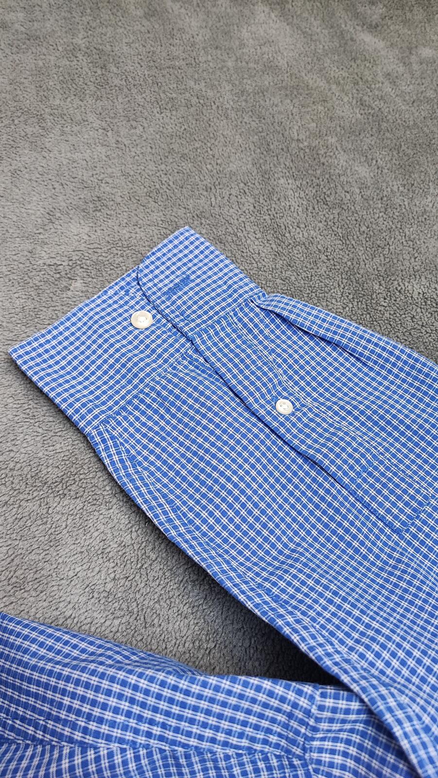 Vintage Chaps Checked Long Sleeve Shirt White Blue Men's Size XL