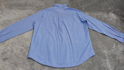 Vintage Chaps Checked Long Sleeve Shirt White Blue Men's Size XL
