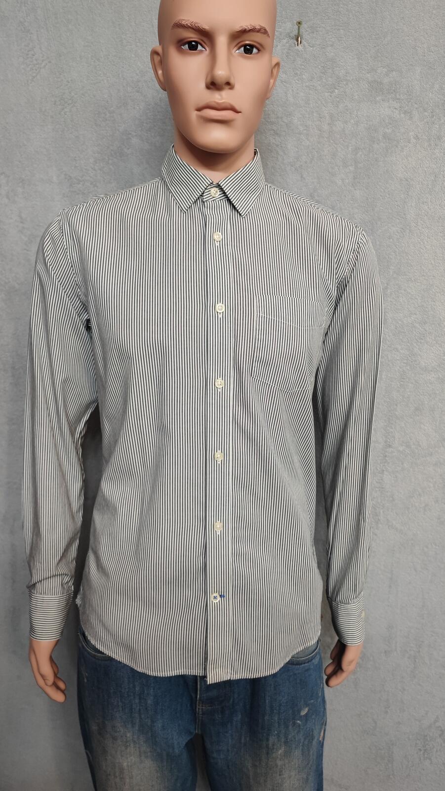 Vintage Gap Striped Long Sleeve Polo Shirt Black Grey Men Size Medium