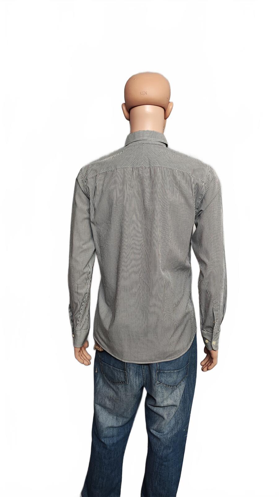 Vintage Gap Striped Long Sleeve Polo Shirt Black Grey Men Size Medium
