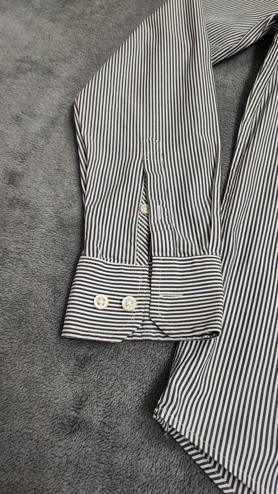 Vintage Gap Striped Long Sleeve Polo Shirt Black Grey Men Size Medium