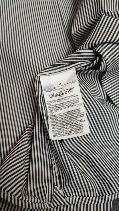 Vintage Gap Striped Long Sleeve Polo Shirt Black Grey Men Size Medium