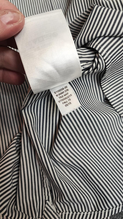 Vintage Gap Striped Long Sleeve Polo Shirt Black Grey Men Size Medium