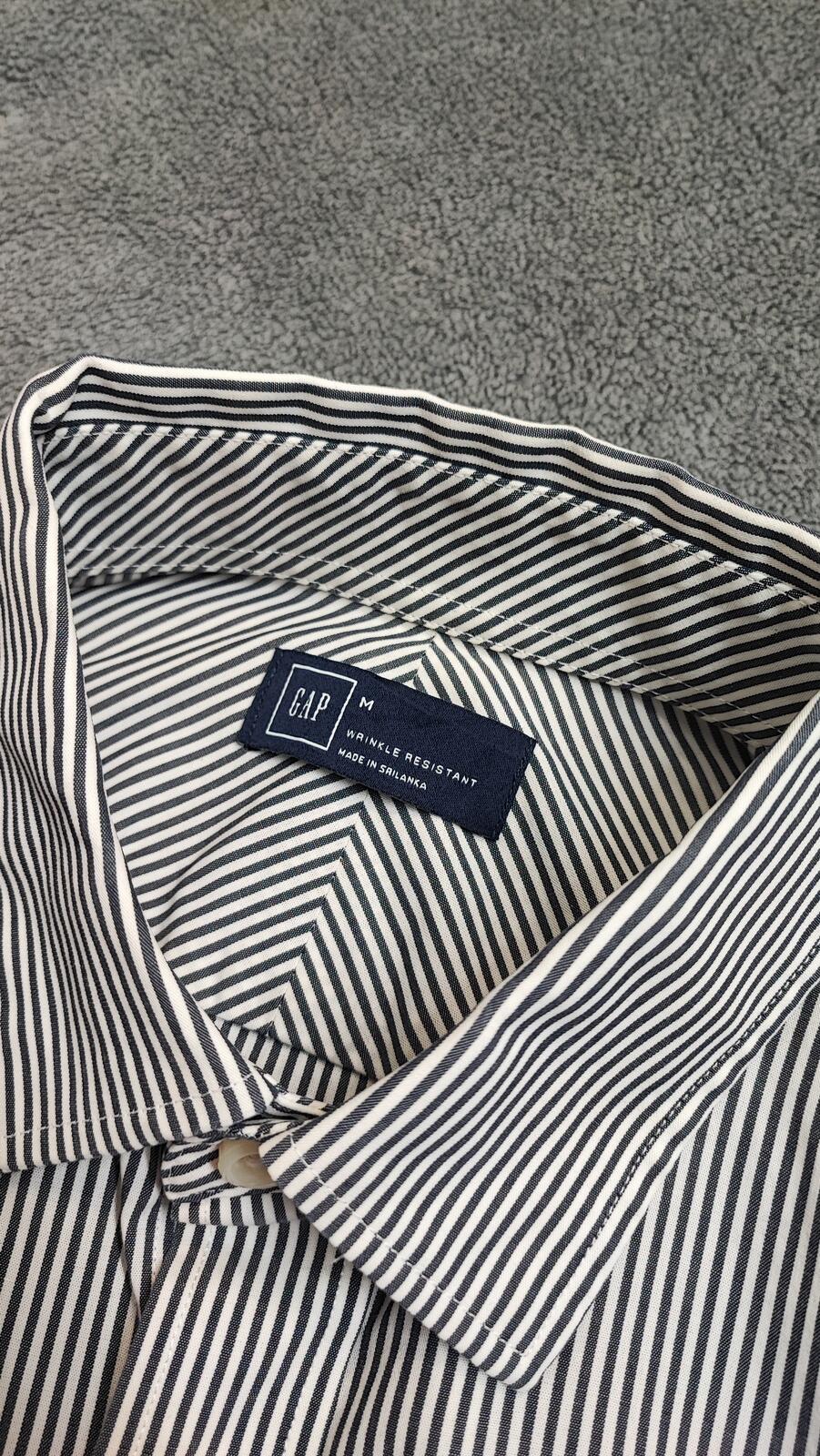 Vintage Gap Striped Long Sleeve Polo Shirt Black Grey Men Size Medium