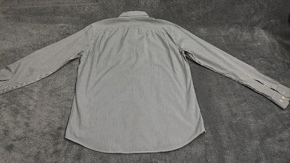 Vintage Gap Striped Long Sleeve Polo Shirt Black Grey Men Size Medium