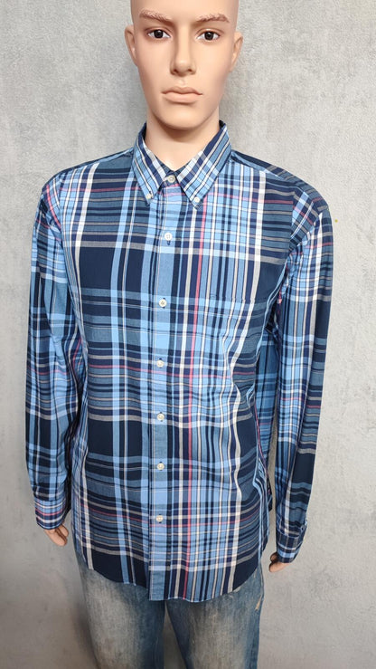 Vintage Chaps Checked Long Sleeve Shirt Blue Red Men's Size XXL