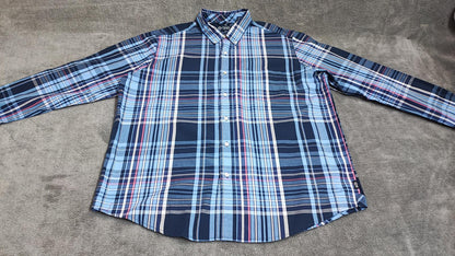 Vintage Chaps Checked Long Sleeve Shirt Blue Red Men's Size XXL