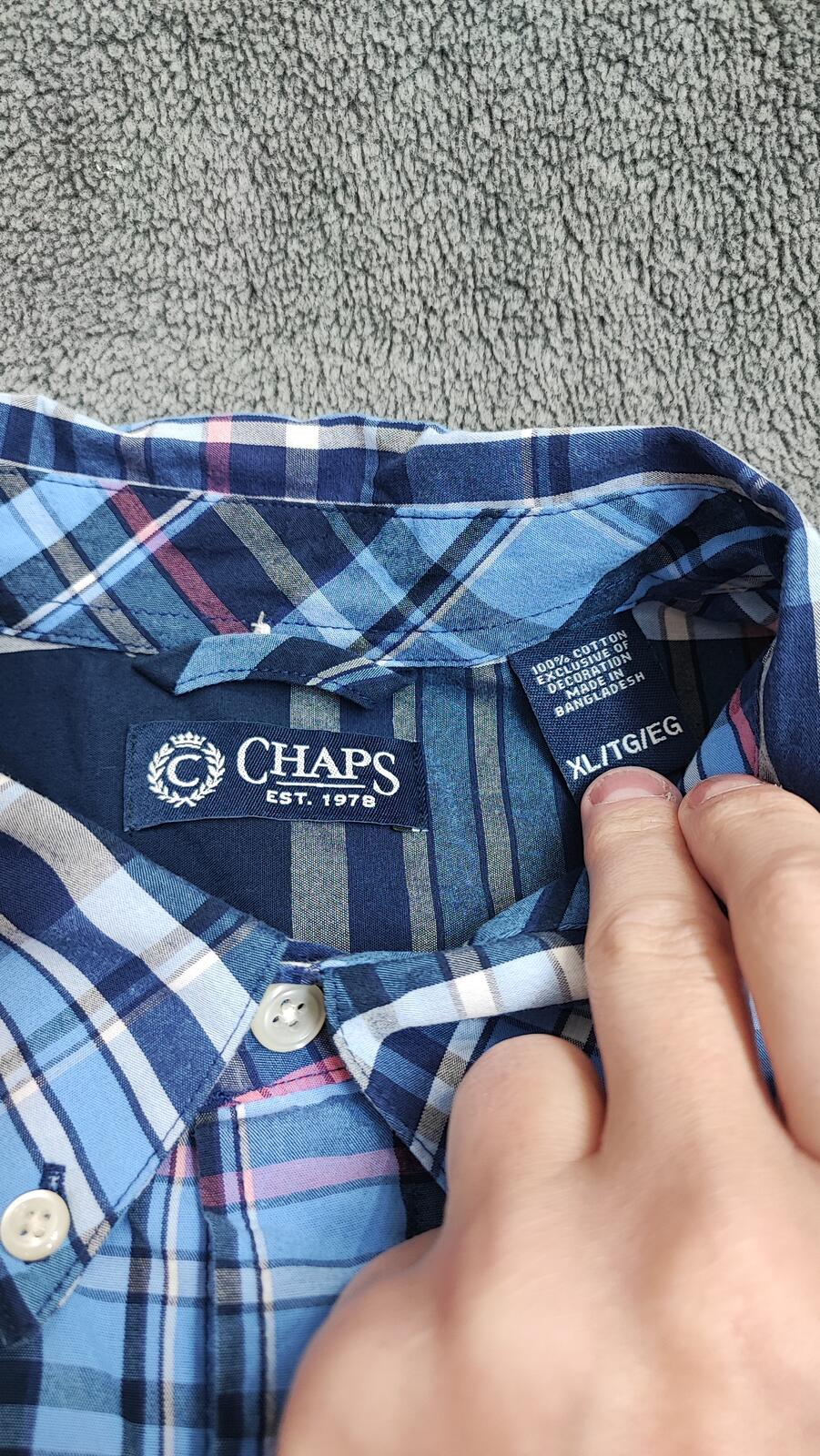 Vintage Chaps Checked Long Sleeve Shirt Blue Red Men's Size XXL