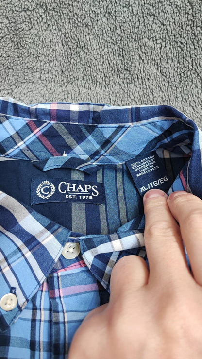 Vintage Chaps Checked Long Sleeve Shirt Blue Red Men's Size XXL