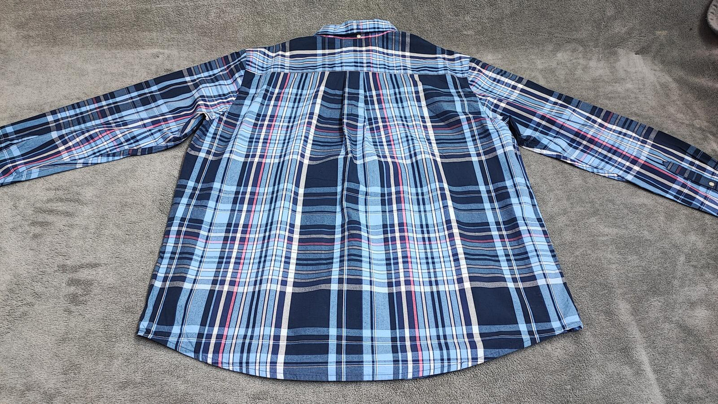 Vintage Chaps Checked Long Sleeve Shirt Blue Red Men's Size XXL