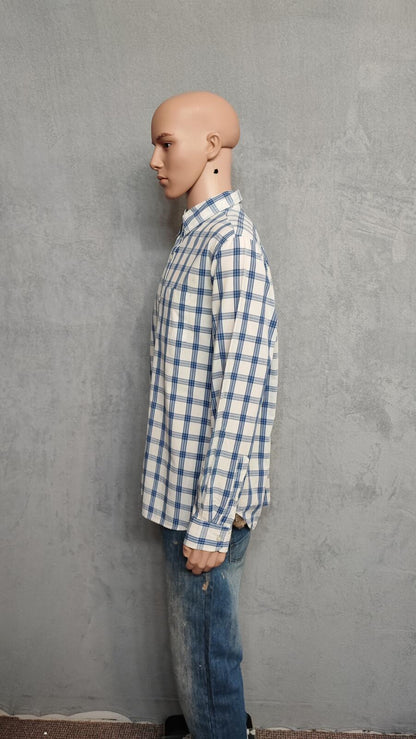 Vintage Old Navy Checked Long Sleeve Plaid Grunge Casual Shirt Blue Men's Large