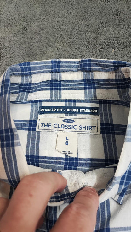 Vintage Old Navy Checked Long Sleeve Plaid Grunge Casual Shirt Blue Men's Large