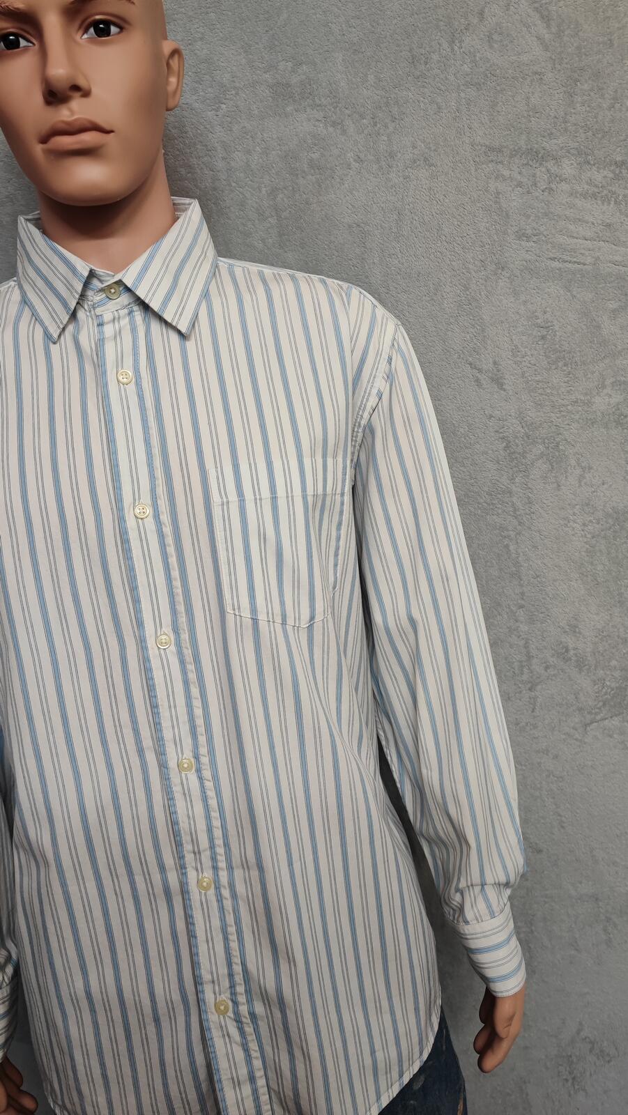 Vintage Old Navy Striped Long Sleeve Shirt Light Blue White Men's Size XL