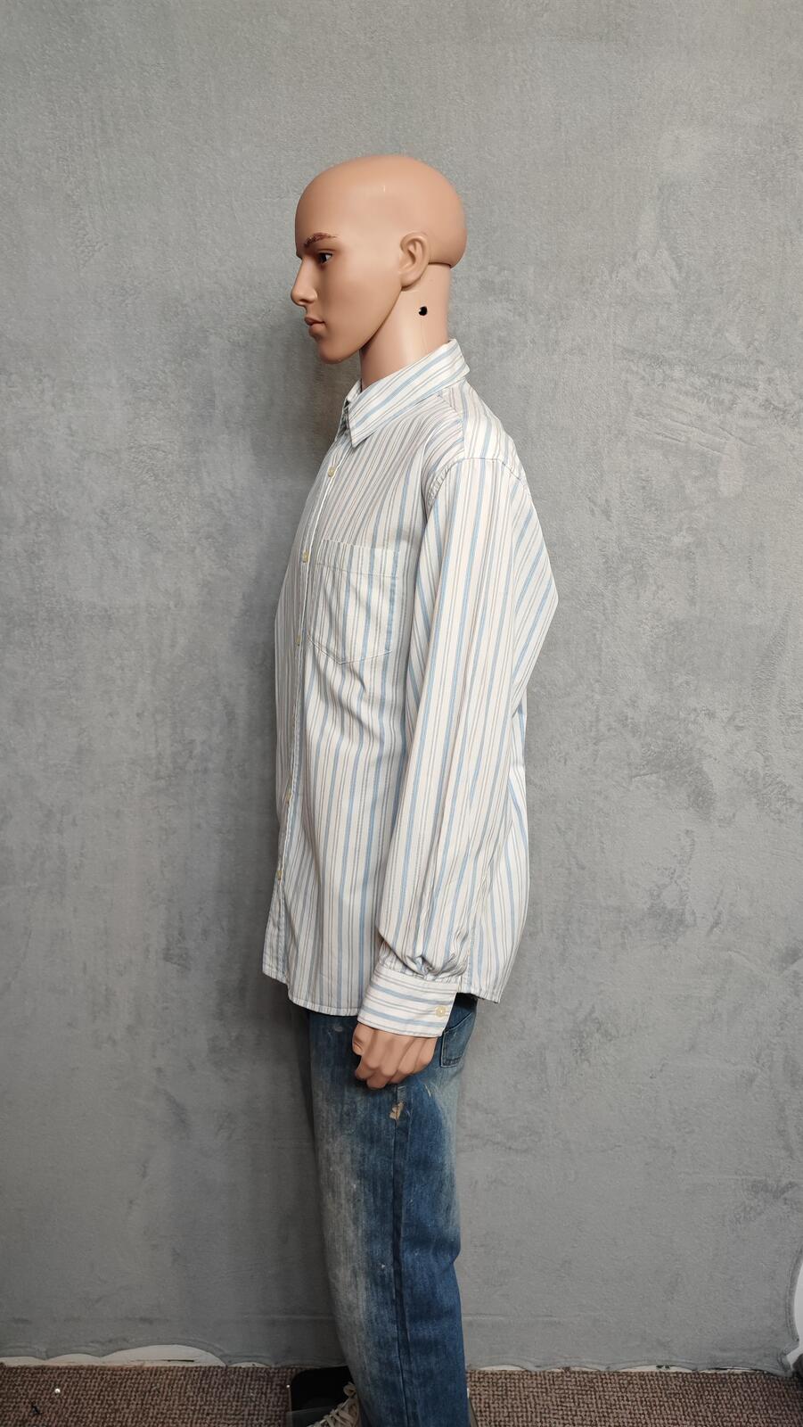 Vintage Old Navy Striped Long Sleeve Shirt Light Blue White Men's Size XL