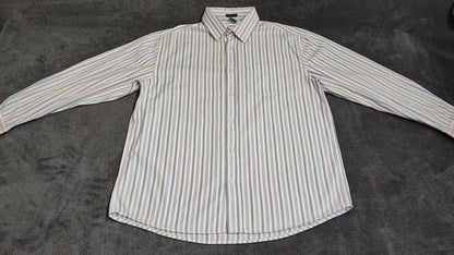 Vintage Old Navy Striped Long Sleeve Shirt Light Blue White Men's Size XL