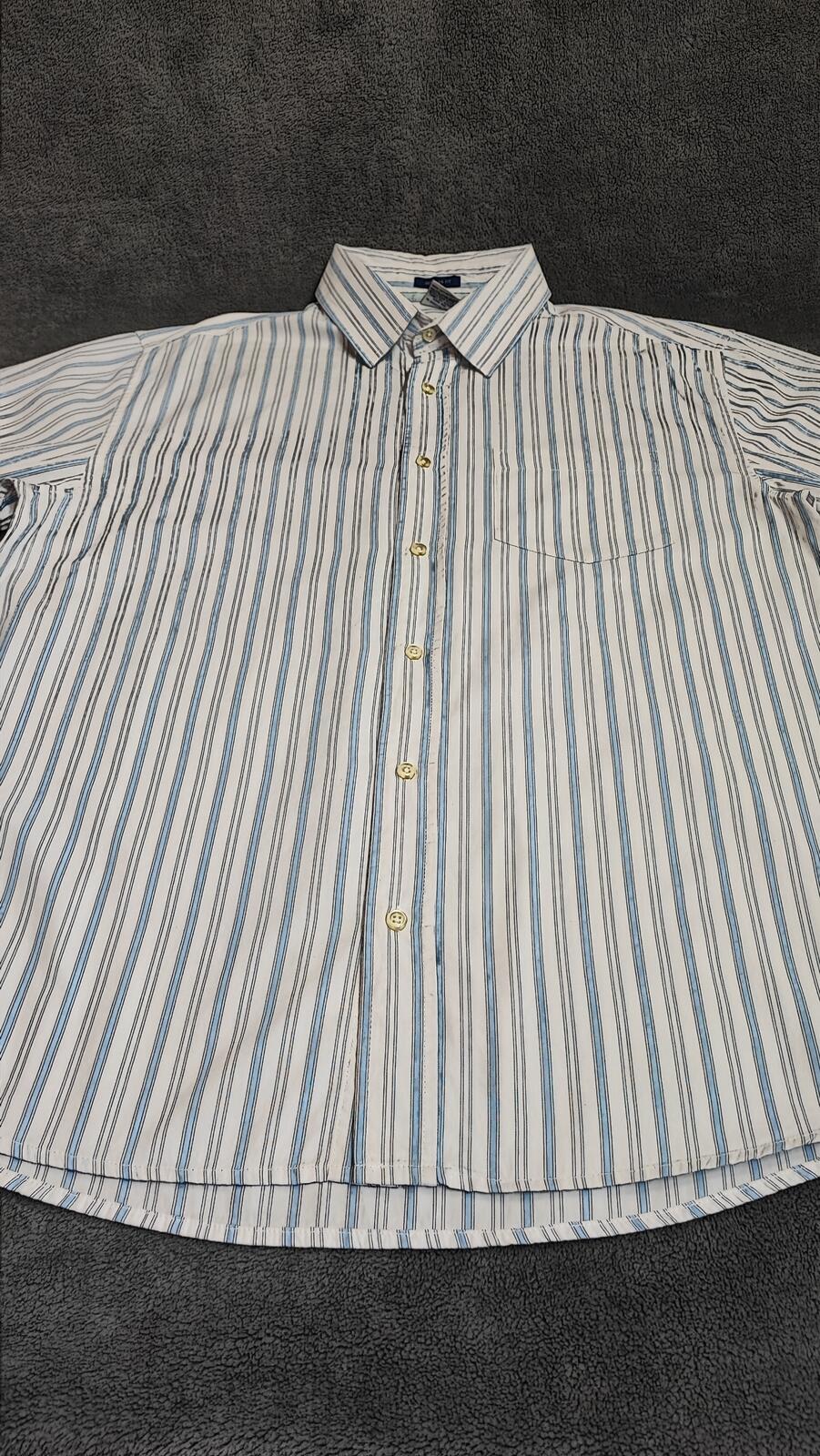 Vintage Old Navy Striped Long Sleeve Shirt Light Blue White Men's Size XL