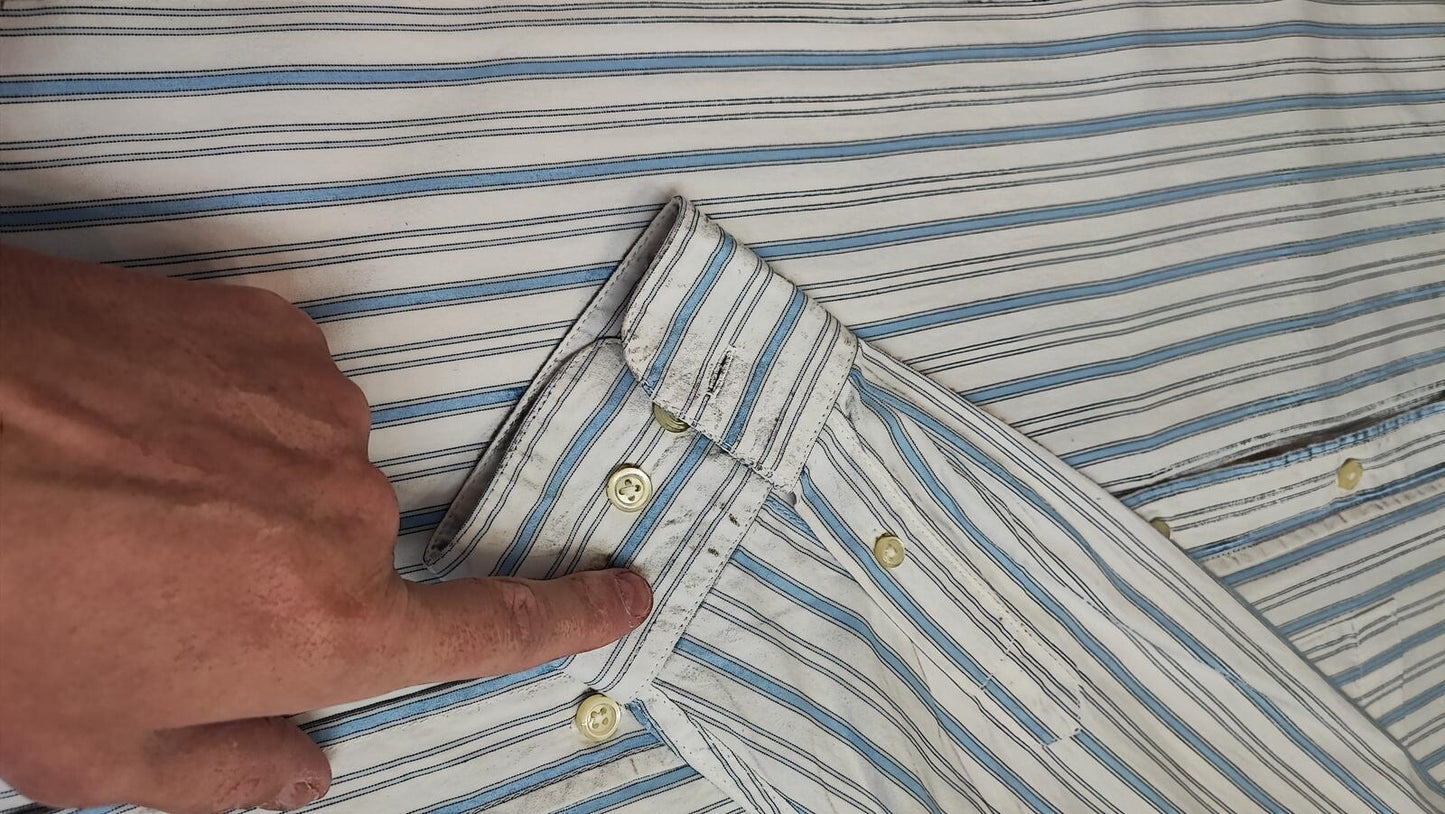 Vintage Old Navy Striped Long Sleeve Shirt Light Blue White Men's Size XL