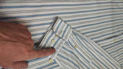 Vintage Old Navy Striped Long Sleeve Shirt Light Blue White Men's Size XL