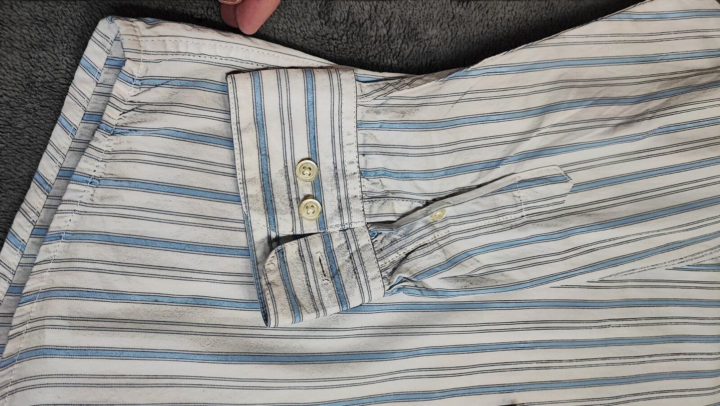 Vintage Old Navy Striped Long Sleeve Shirt Light Blue White Men's Size XL
