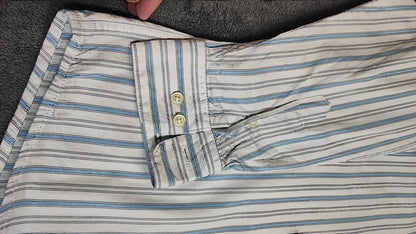 Vintage Old Navy Striped Long Sleeve Shirt Light Blue White Men's Size XL