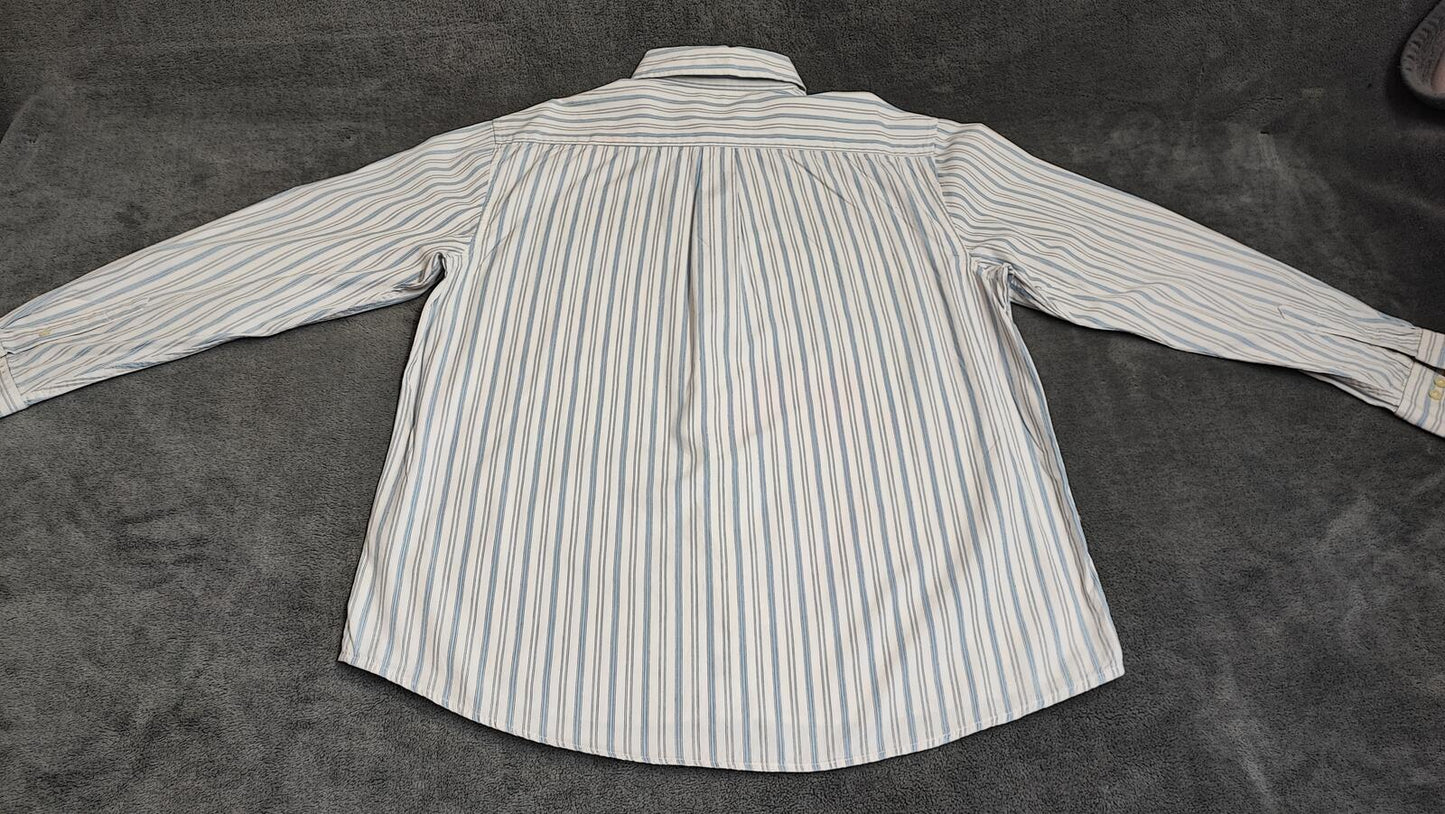 Vintage Old Navy Striped Long Sleeve Shirt Light Blue White Men's Size XL