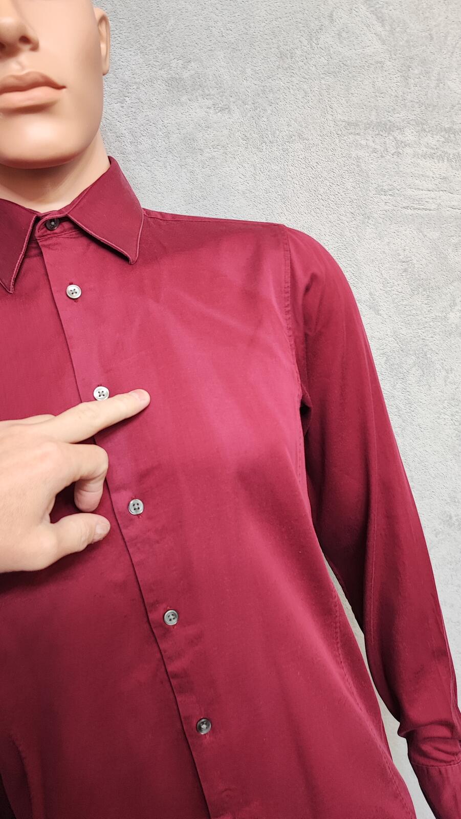 Vintage Calvin Klein Plain Long Sleeve Shirt Burgundy Men's Size Small S