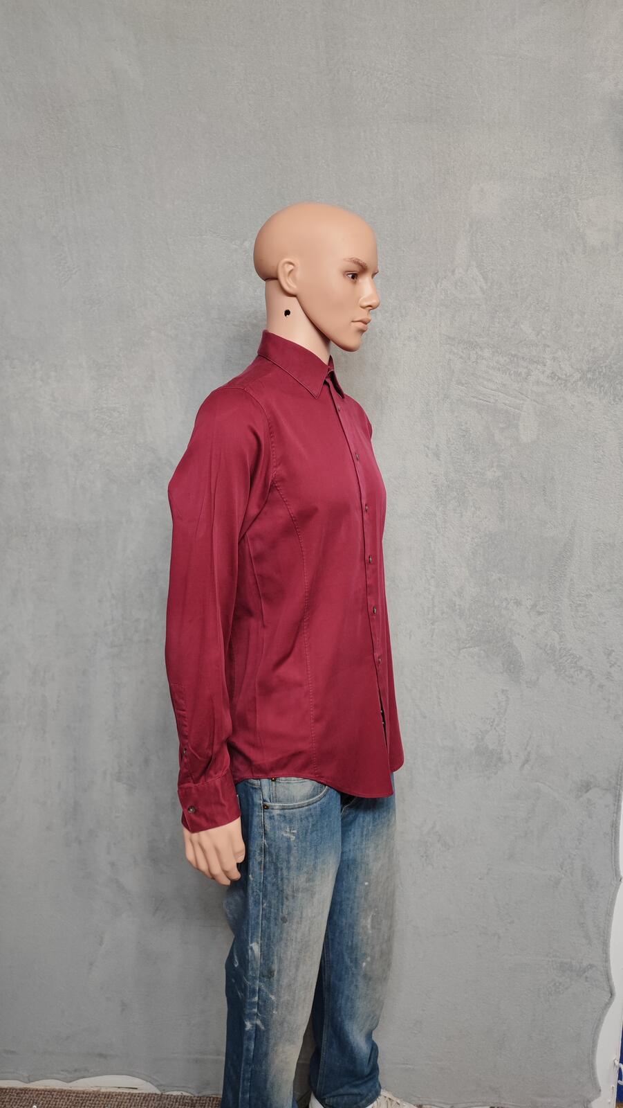 Vintage Calvin Klein Plain Long Sleeve Shirt Burgundy Men's Size Small S