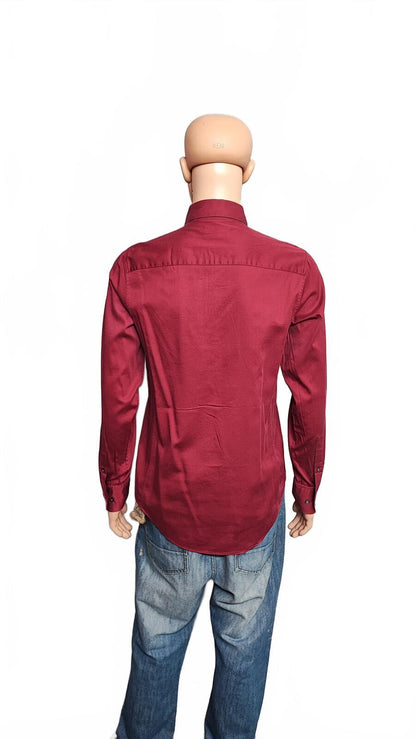 Vintage Calvin Klein Plain Long Sleeve Shirt Burgundy Men's Size Small S