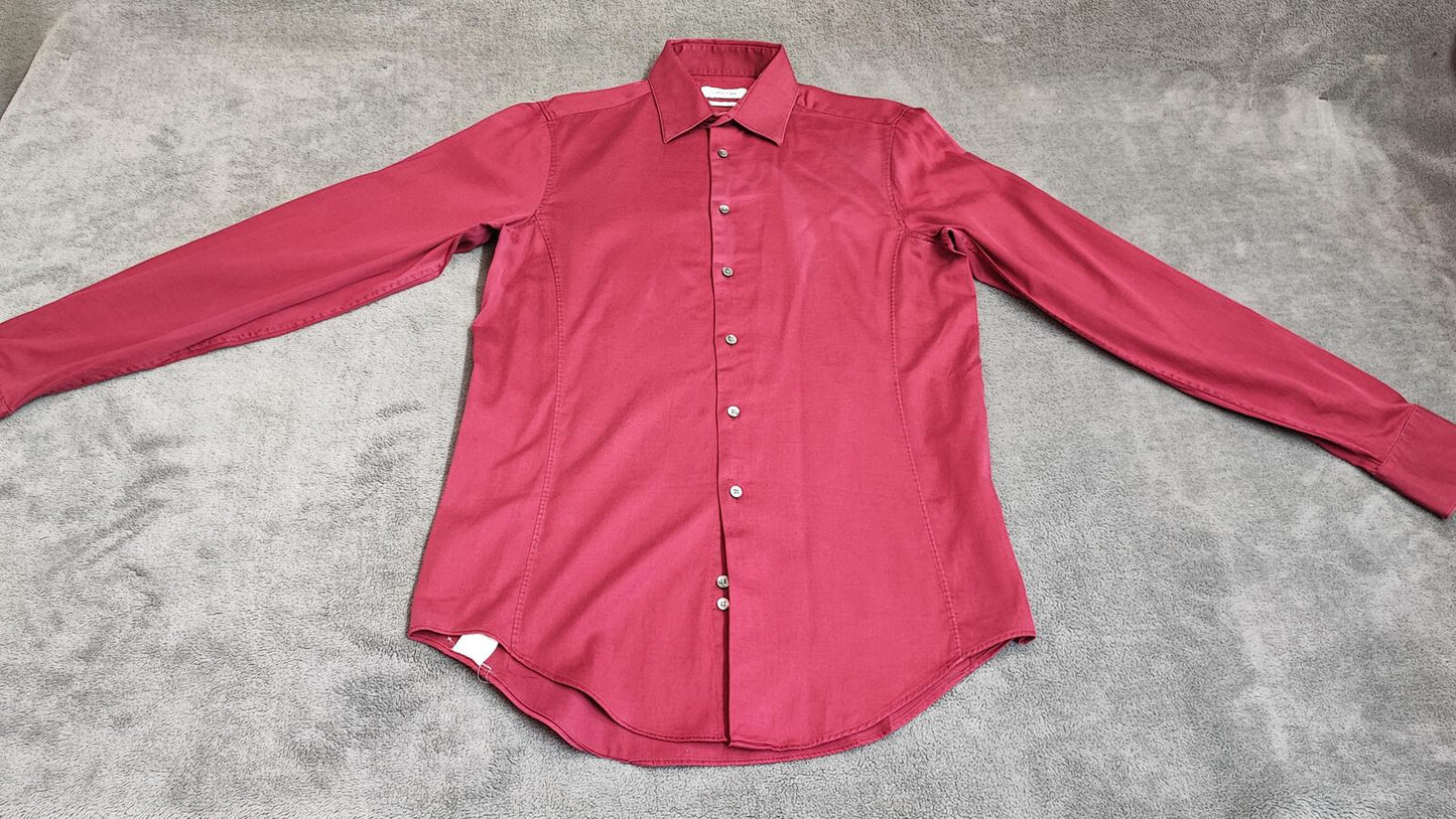 Vintage Calvin Klein Plain Long Sleeve Shirt Burgundy Men's Size Small S