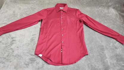 Vintage Calvin Klein Plain Long Sleeve Shirt Burgundy Men's Size Small S