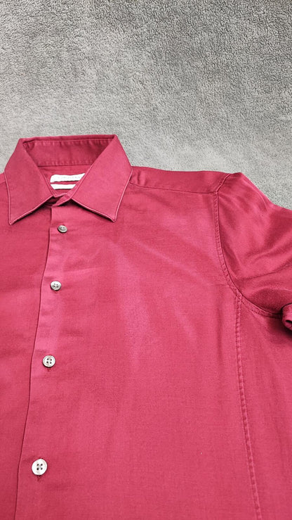 Vintage Calvin Klein Plain Long Sleeve Shirt Burgundy Men's Size Small S