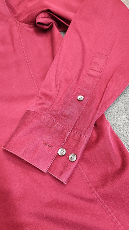 Vintage Calvin Klein Plain Long Sleeve Shirt Burgundy Men's Size Small S