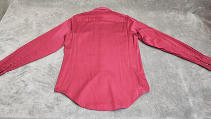 Vintage Calvin Klein Plain Long Sleeve Shirt Burgundy Men's Size Small S