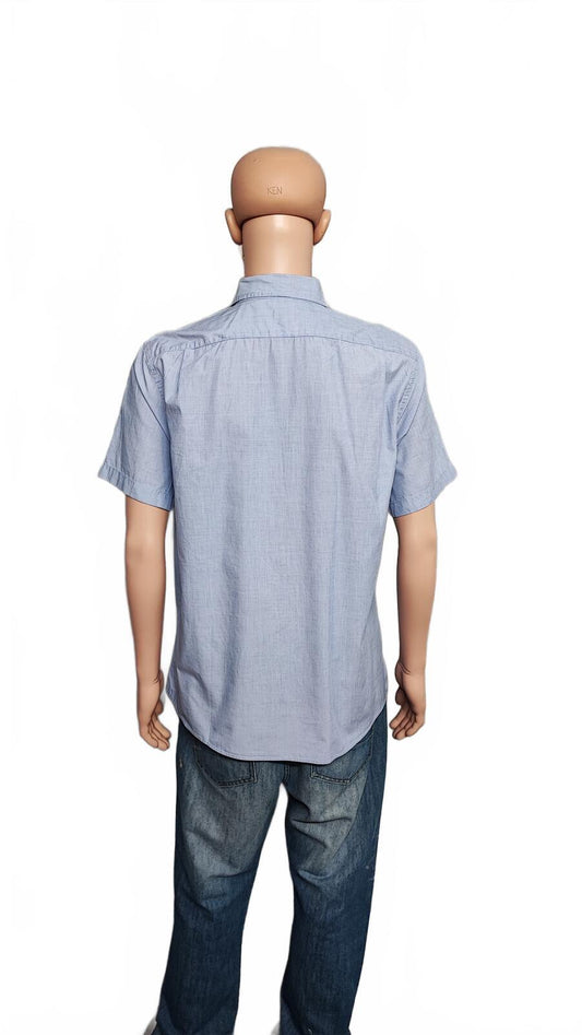Vintage Gap Checked Short Sleeve Shirt Blue White Flannel Casual Men's Size L