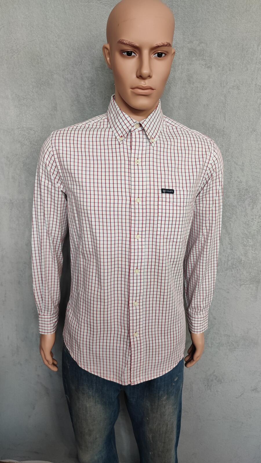 Vintage Chaps Checked Long Sleeve Shirt Red Blue Men's Size Medium M