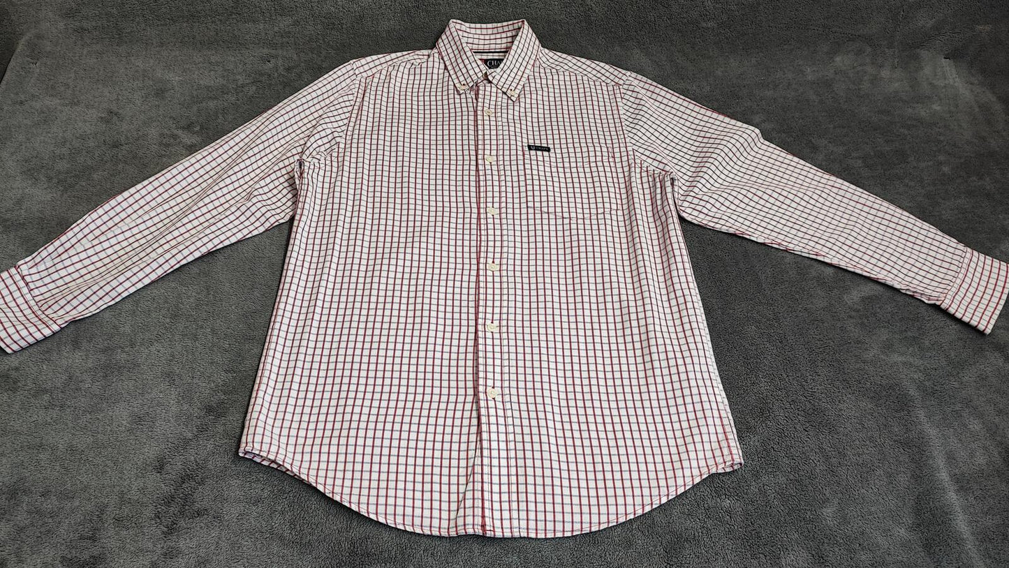 Vintage Chaps Checked Long Sleeve Shirt Red Blue Men's Size Medium M