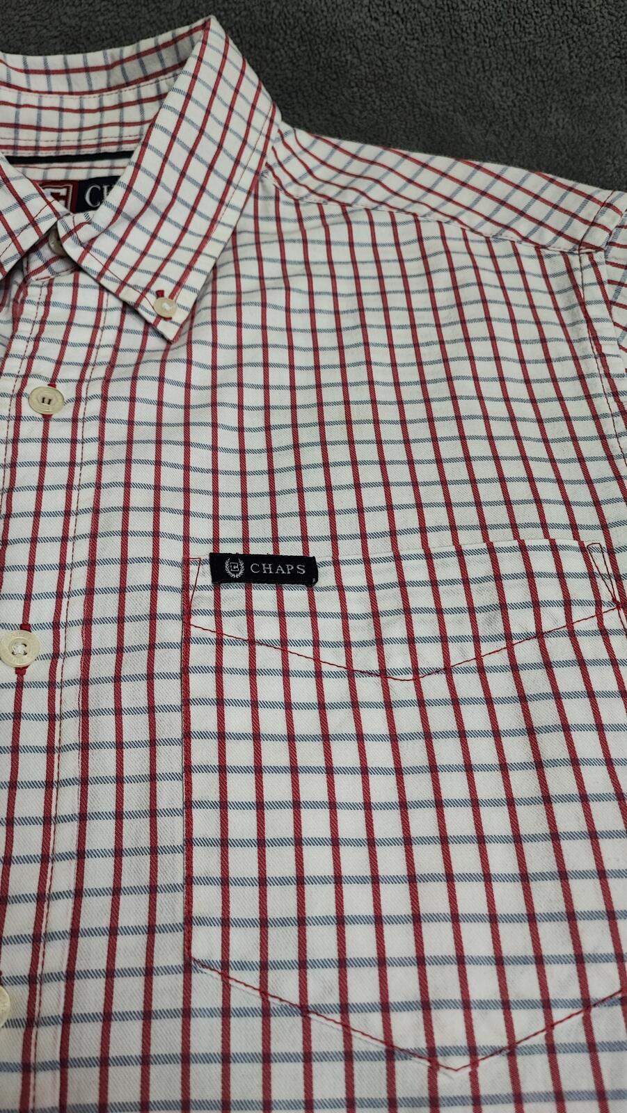 Vintage Chaps Checked Long Sleeve Shirt Red Blue Men's Size Medium M