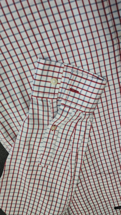Vintage Chaps Checked Long Sleeve Shirt Red Blue Men's Size Medium M