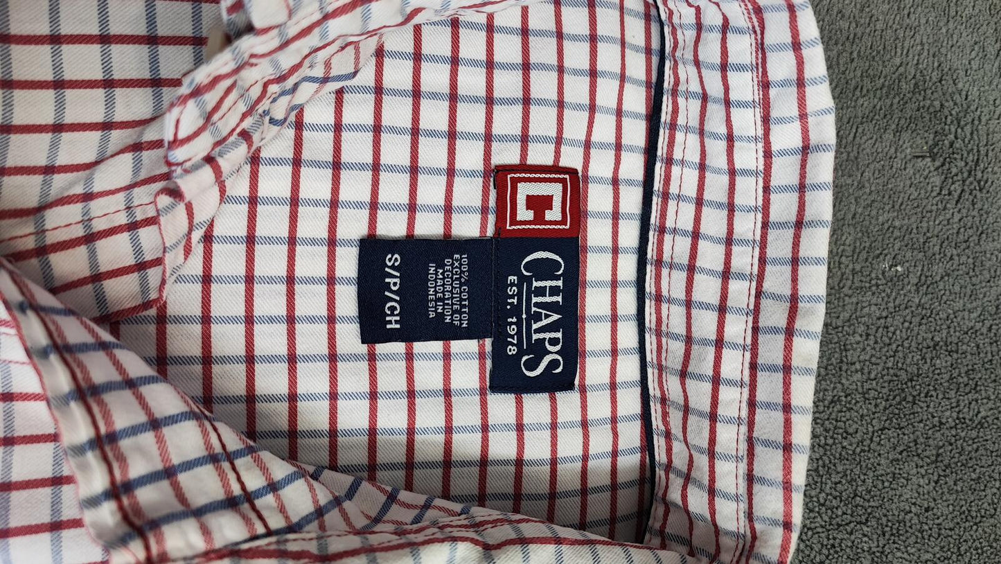 Vintage Chaps Checked Long Sleeve Shirt Red Blue Men's Size Medium M