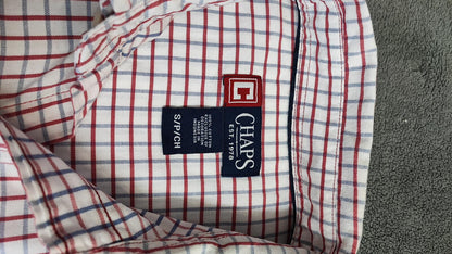 Vintage Chaps Checked Long Sleeve Shirt Red Blue Men's Size Medium M