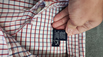 Vintage Chaps Checked Long Sleeve Shirt Red Blue Men's Size Medium M