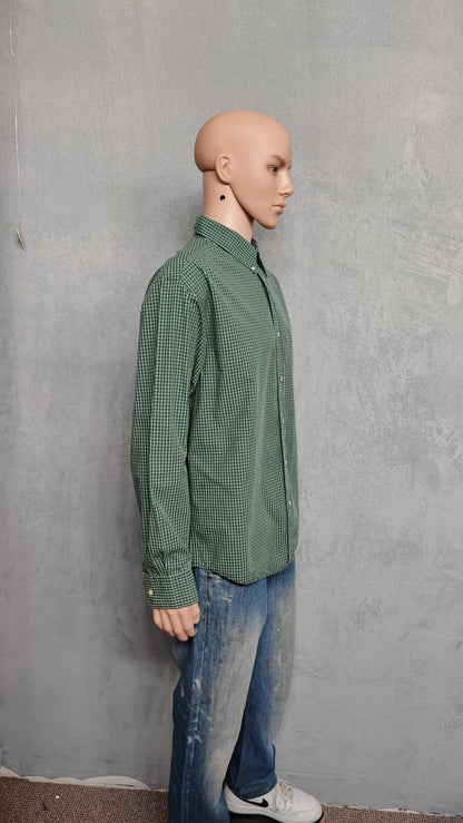 Vintage Old Navy Checked Long Sleeve Plaid Grunge Casual Shirt Green Men Size XL