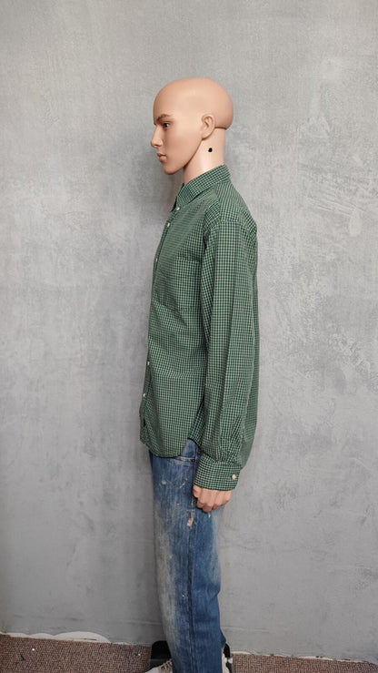 Vintage Old Navy Checked Long Sleeve Plaid Grunge Casual Shirt Green Men Size XL