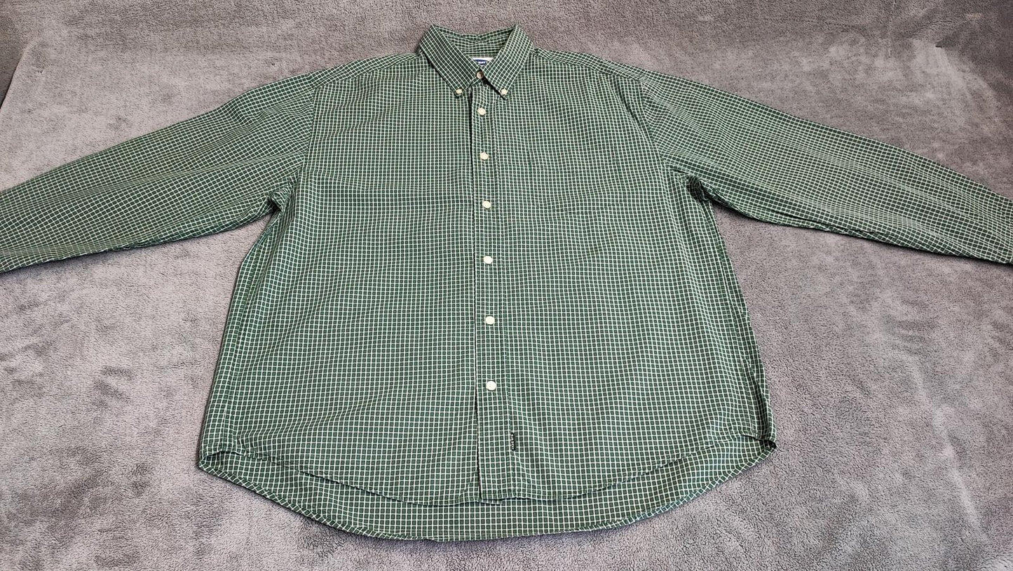 Vintage Old Navy Checked Long Sleeve Plaid Grunge Casual Shirt Green Men Size XL