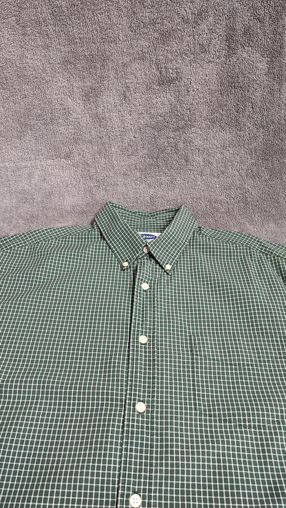 Vintage Old Navy Checked Long Sleeve Plaid Grunge Casual Shirt Green Men Size XL