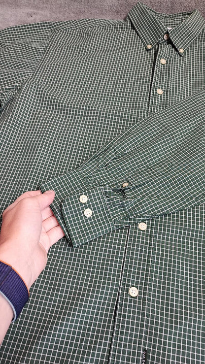 Vintage Old Navy Checked Long Sleeve Plaid Grunge Casual Shirt Green Men Size XL