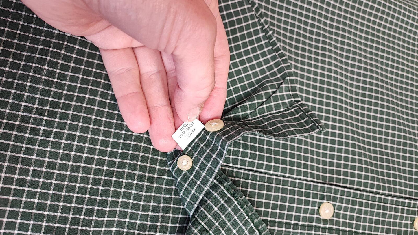 Vintage Old Navy Checked Long Sleeve Plaid Grunge Casual Shirt Green Men Size XL